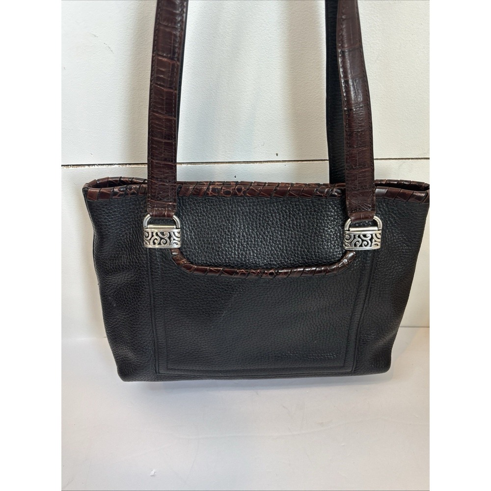 Brighton Vintage Black pebble leather and Brown Crocodile shoulder bag